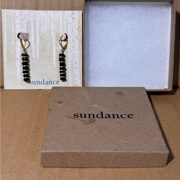 Sundance Jewelry - Sundance Green Beaded Drop Earrings - Gold Hoops